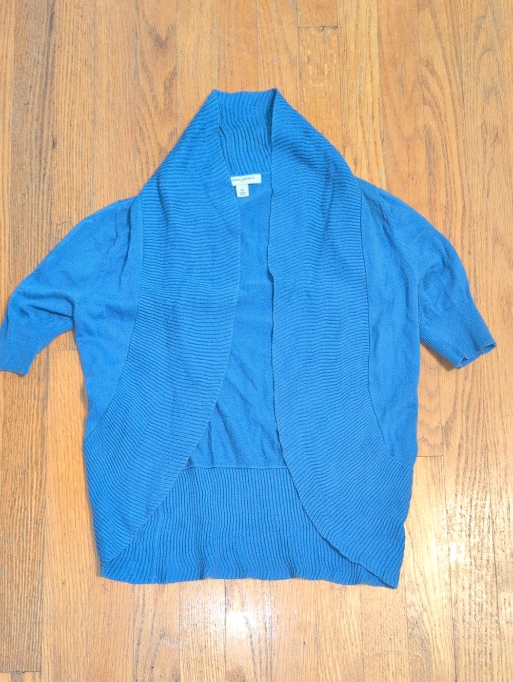 Banana Republic Bright Blue Short-Sleeve Open-Front Cardigan